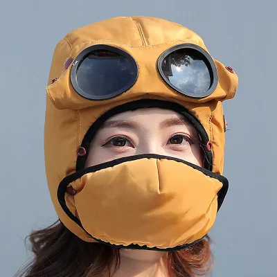 yellow adult Новые зимние шапки для детей Skullies Beanies, вязаные бархатные шапки для маленьких детей, модные солнцезащитные очки для мальчиков и девочек, теплая шапка унисекс - Цвет: yellow adult