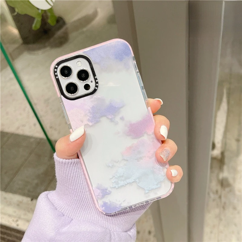 

Fashion Colored clouds Painting Phone Case For iphone 12 mini 11 Pro Max 7 8 plus X XR XS Max SE 2020 Cute Silicone Back Cover