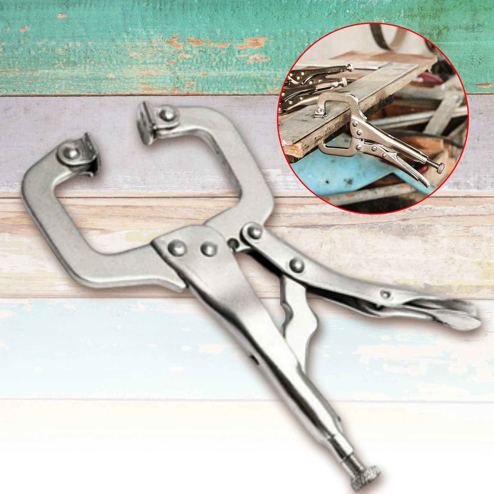 

6 Inch C-shaped Locking Pliers Welding Tools Carbon Steel Pliers Industry Round Mouth Vise High Torque Fixed Clamping Hand Tools