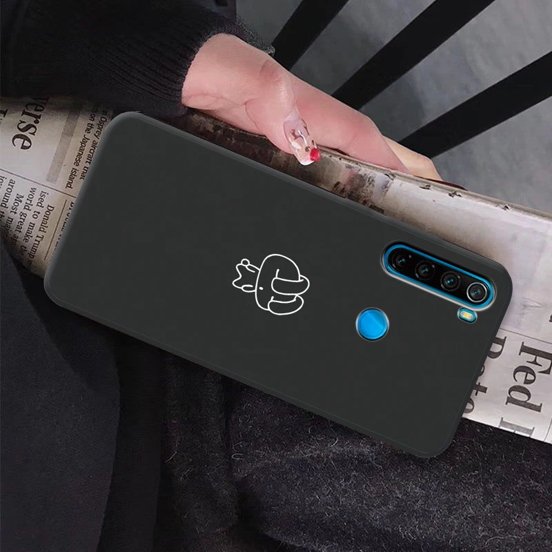 Черный силиконовый милый мультяшный чехол для Redmi Note 8 Pro простой 8A | Мобильные