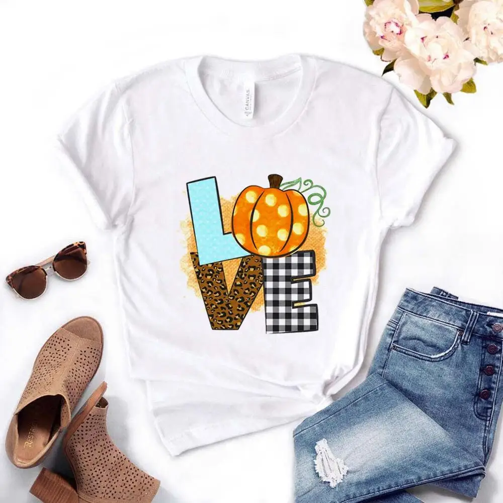 

Fall love pumpkin leopard Print Women tshirt Cotton Casual Funny t shirt Gift For Lady Yong Girl Top Tee Drop Ship PM-19