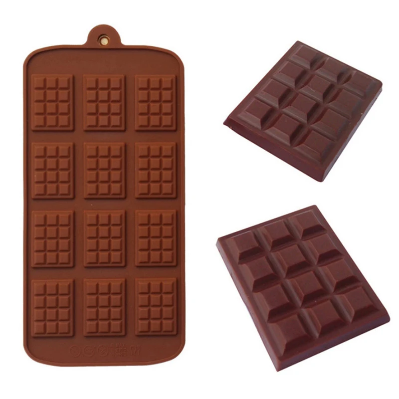 

12 Grids Waffle Chocolate Mold Diy Handmade Silicone Mold Fondant Patisserie Candy Bar Mould Cake Tools Baking Accessorie