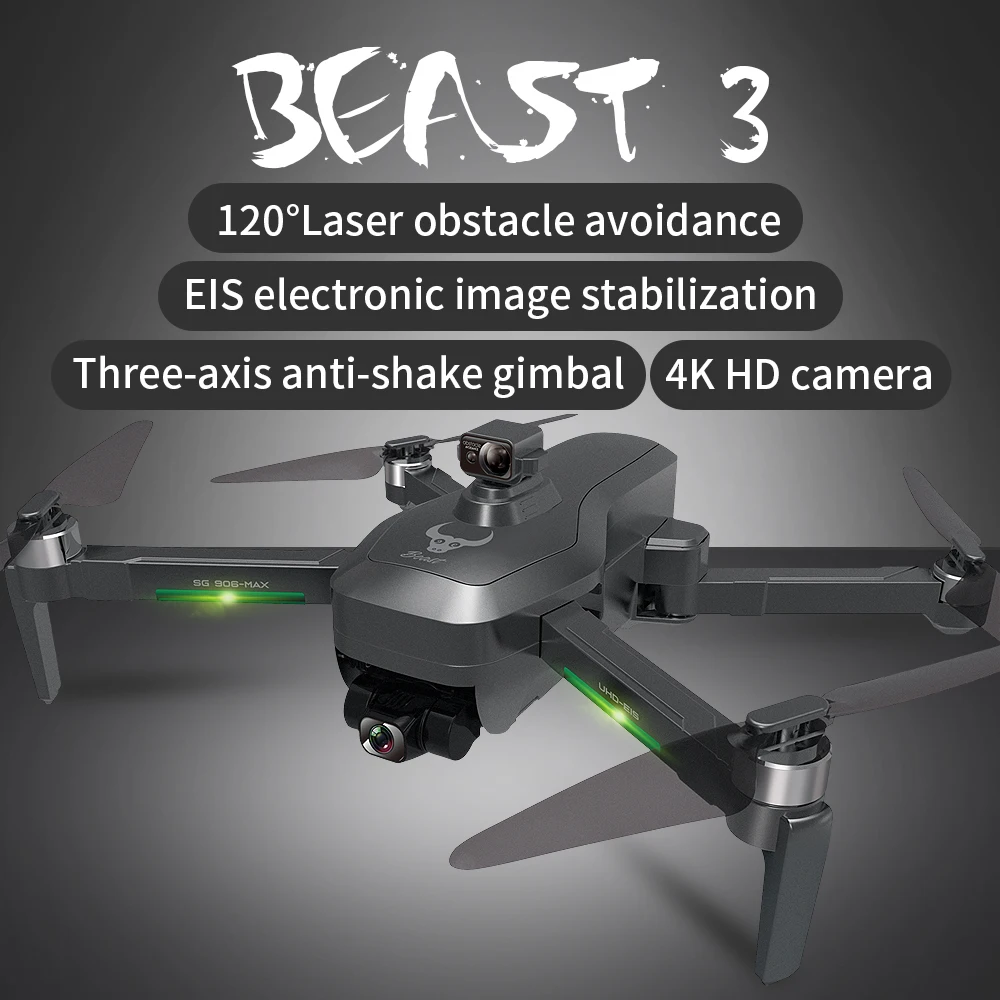 Dron SG906 Pro3/Max EVO de 3 ejes, cardán 4K, cámara HD, GPS...