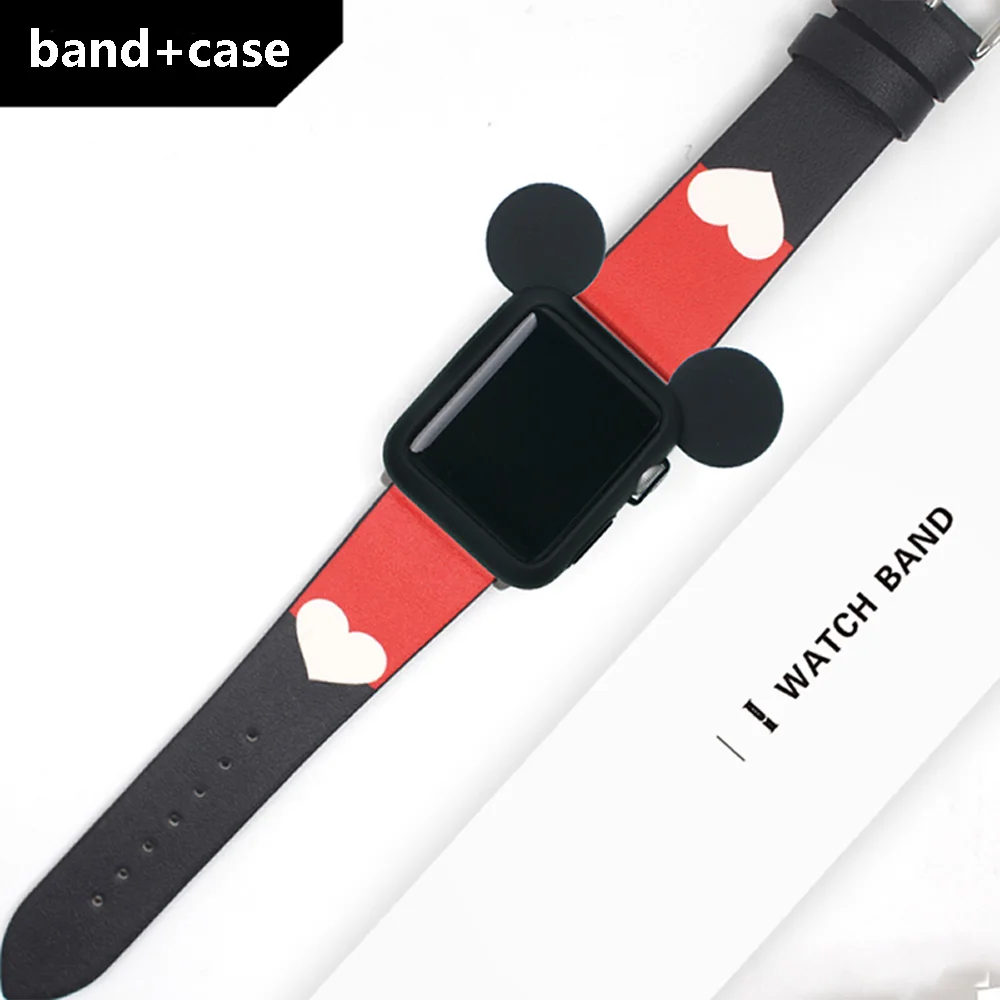 Ремешок для apple watch band 42 мм Натуральная кожа apple watch аксессуары 40 мм iwatch 4 полосы 44 мм 38 мм Микки корпус для мыши женщина - Цвет ремешка: 11