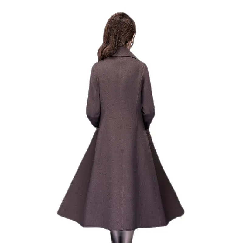 

2021women's woolen coat female long winter overcoat women's slim wool blend coat tweed jacket winter clothes for women plus size