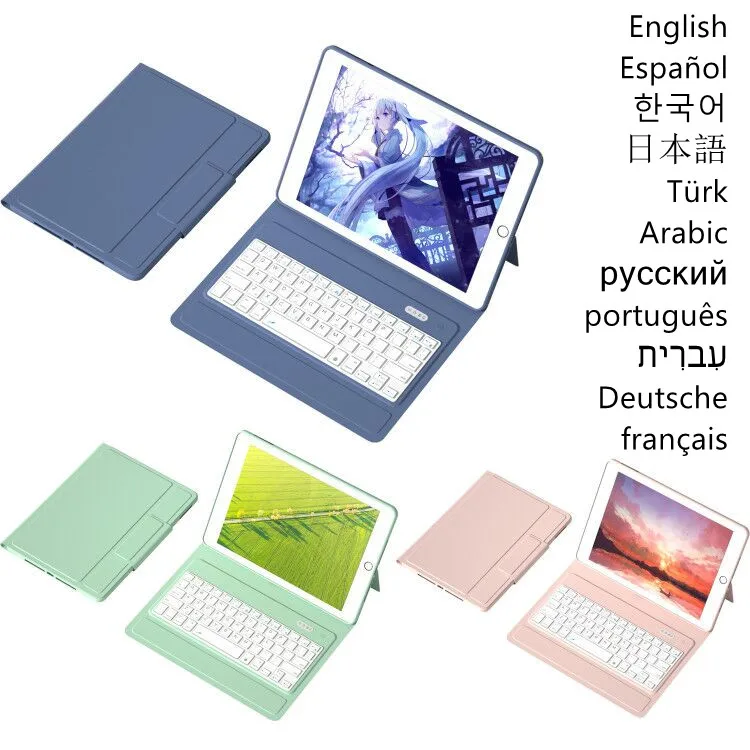 

Чехол с клавиатурой для iPad 2020 2019 10,2 7-го 8-го поколения Pro 10 5 Air 3 2019, чехол с русской, арабской, испанской раскладкой для iPad, чехол с клавиатурой