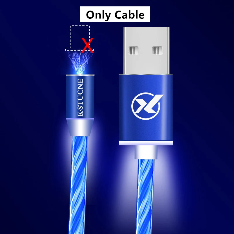 Магнитный светодиодный светильник usb type C кабель передачи данных для быстрой зарядки для iPhone 7 8 XS XR Max зарядное устройство USB кабель для XiaoMi huawei смартфон - Тип штекера: Blue Only cable