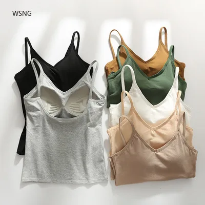 

Pure Cotton Camisole One-piece Chest Pad No Rims Gather The Chest Self-cultivation Bottoming Chest-wrapped Underwear For Women