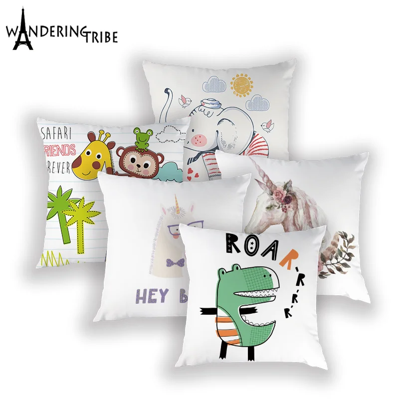 

Cartoon Unicorn Pillow Cover Cute Giraffe Decoration Cushion Case Pink Crocodile Sofa Pillows Covers Print Cushion Cases Kissen
