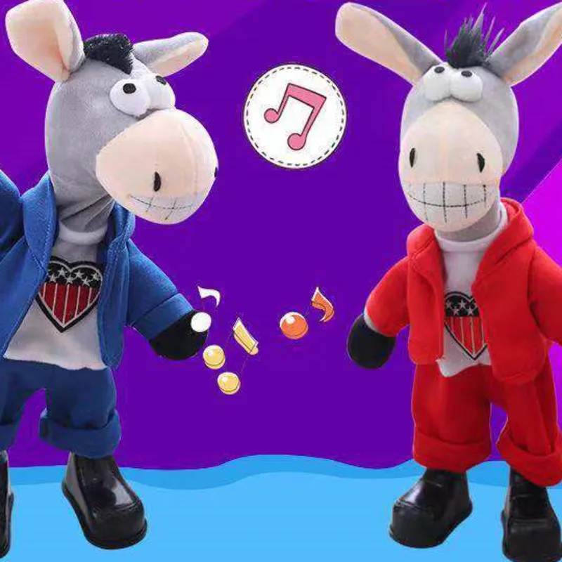 Творческий плюшевый Ослик куклы тряску головой осел детские плюшевые пение