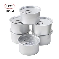 6 tinplate self seal tanks reusable metal storage tins jars with ring lid press in food storage cans diy lotion powder container