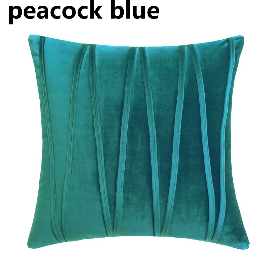 W PEACOCK Новинка, супер мягкий вельветовый чехол для диванной подушки, решетчатый жаккардовый чехол для подушки, геометрический декоративный чехол для подушки для дома, отеля, автомобиля - Цвет: W PEACOCK