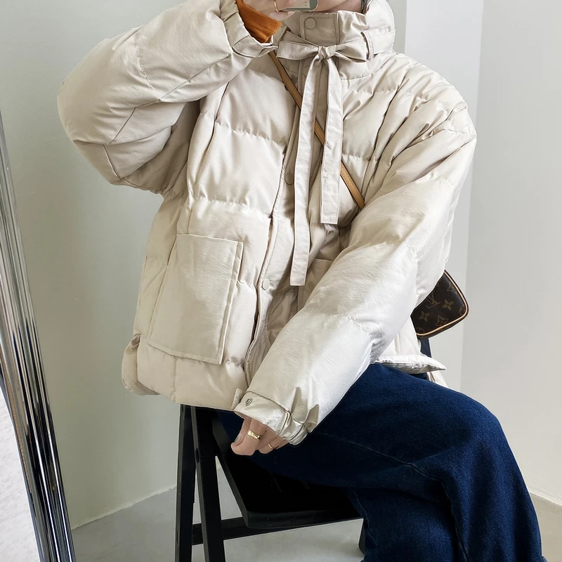 

Autumn and winter new bread clothing thicker leisure design sense of college wind cotton-padded clothes