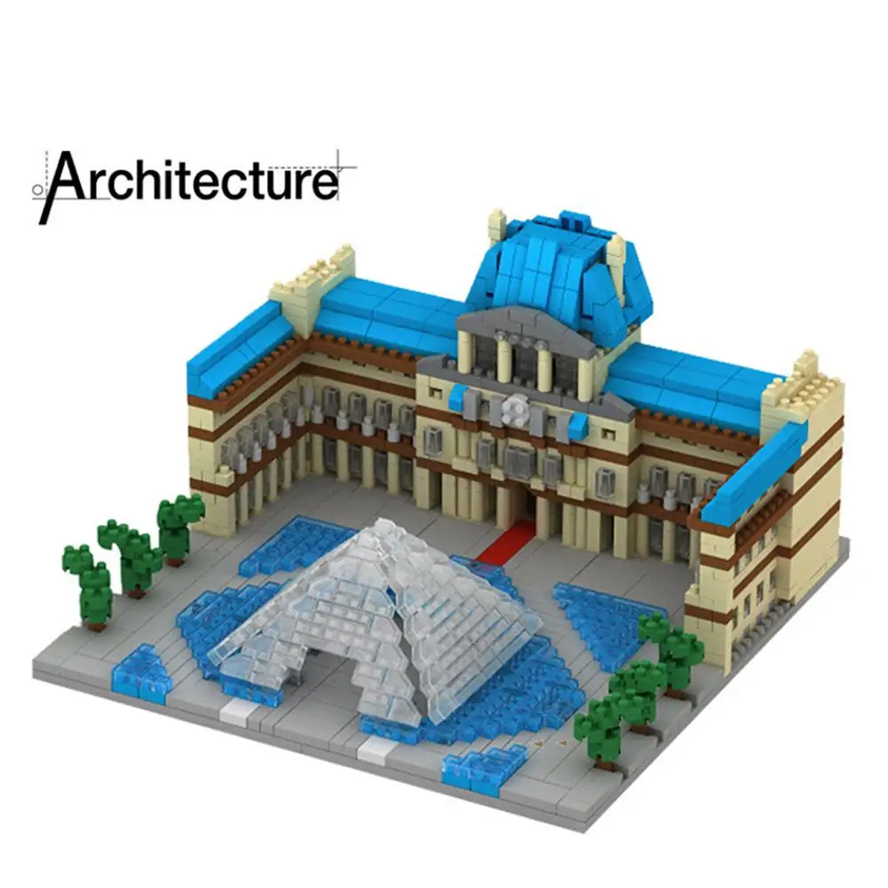 Лидер продаж строительные блоки lepining с изображением города улицы музея Лувра