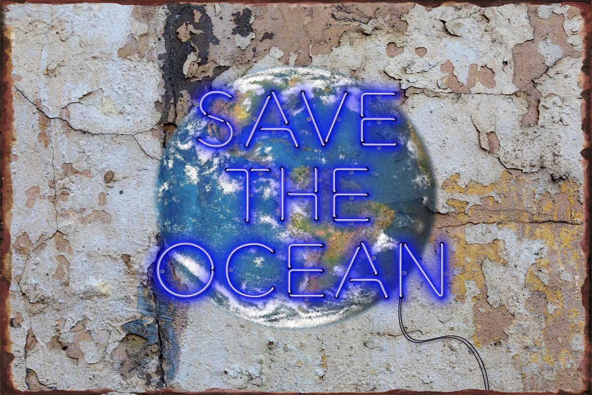 

Декоративная неоновая настенная Вывеска «сохранить океан», декор для комнаты, жестяная винтажная металлическая вывеска в стиле ретро, для ...