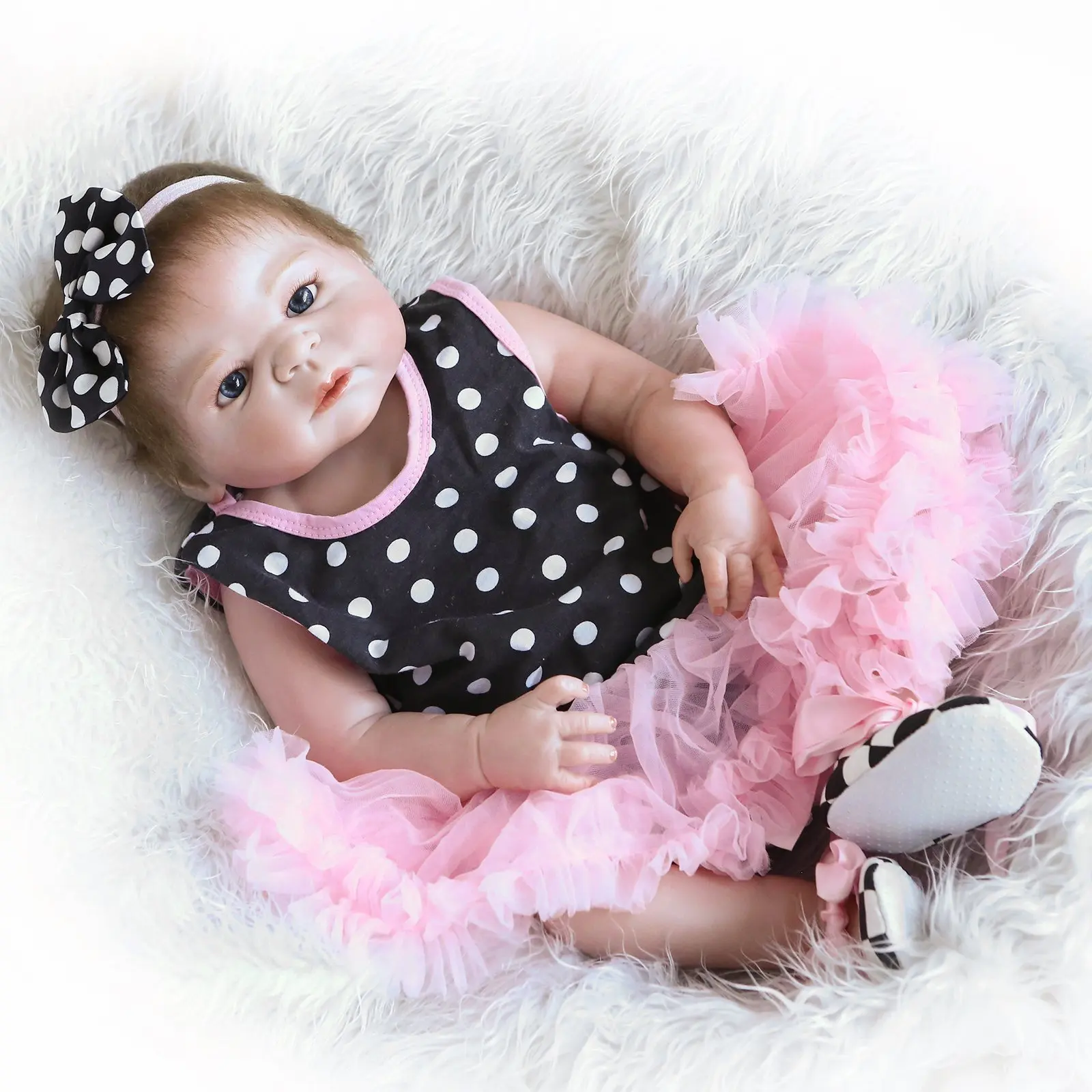 

RSG 22 Inches 56cm Reborn Baby Dolls Realistic Newborn Bebe Soft Full Vinyl Silicone Body Christmas Gift Toy for Children