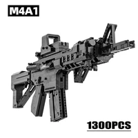 military moc m4a1 gun building blocks ww2 swat gun assembly model army accessories can shoot toys for children kids gifts xmas