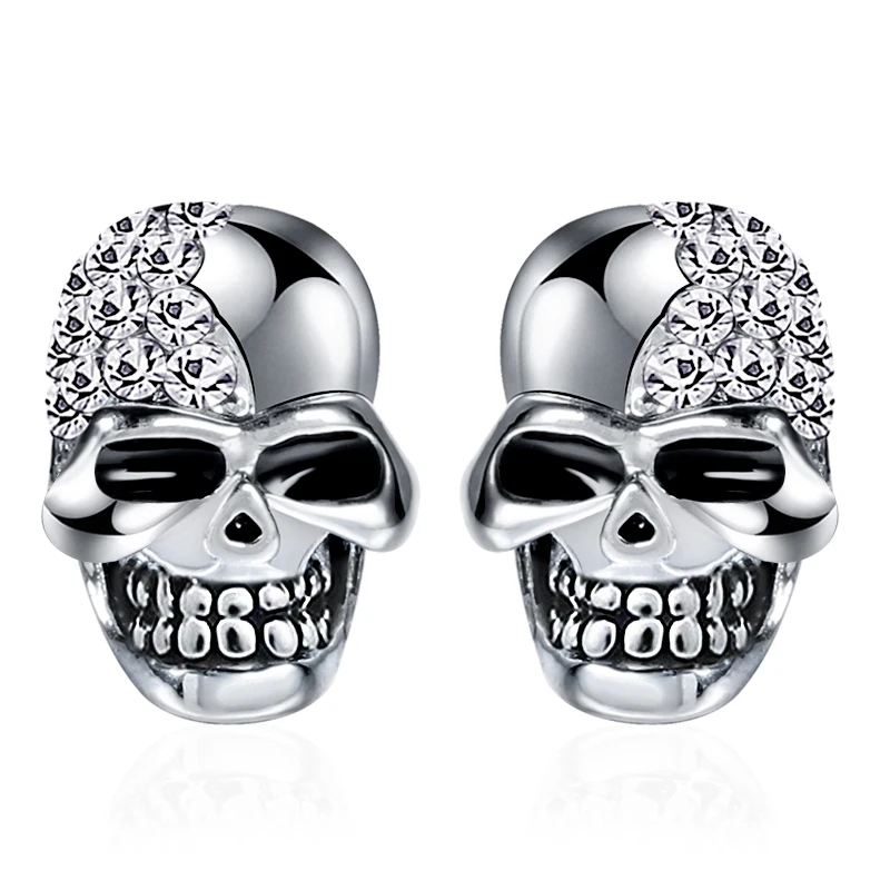 Wbmqda 2020 Hot Punk Earrings For Women Men Party Vintage Glossy Skull Shiny Zircon Earring Ear Jewelry Drop shipping | Украшения и