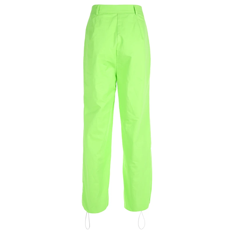 

Fluorescence Green High Waisted Harlem Pants Loose Harajuku Casual Pants Streetwear Women 2021 Spring Clothes