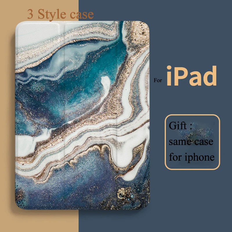Зеленый золотой мраморный умный чехол для iPad Pro 9 7 6th 7th 11 air 10 5 12 2 Mini4 2019 планшета с