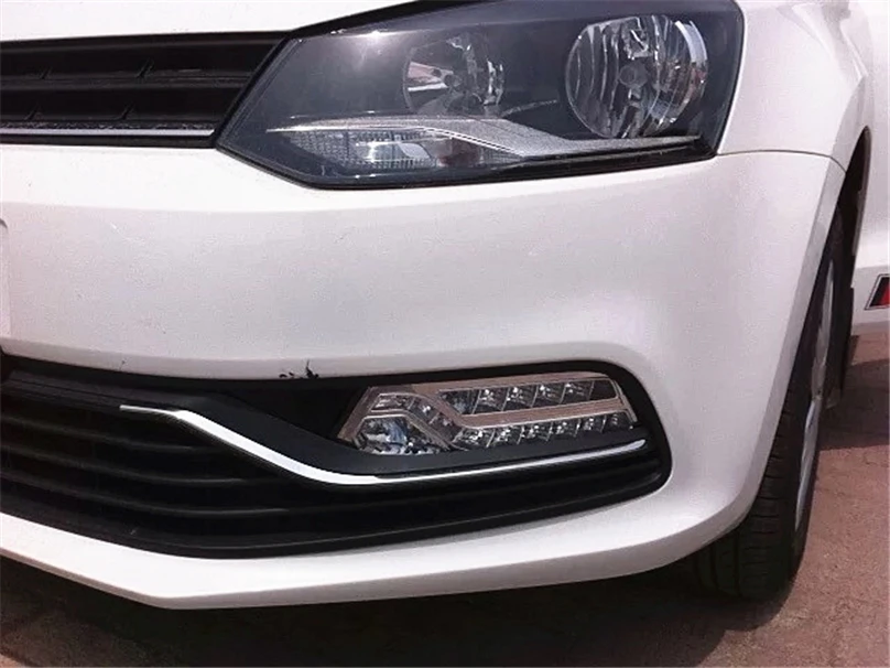 Автомобильная проблесковая для Volkswagen VW Polo 2014 2015 2016 2017 светодиодный DRL Дневной