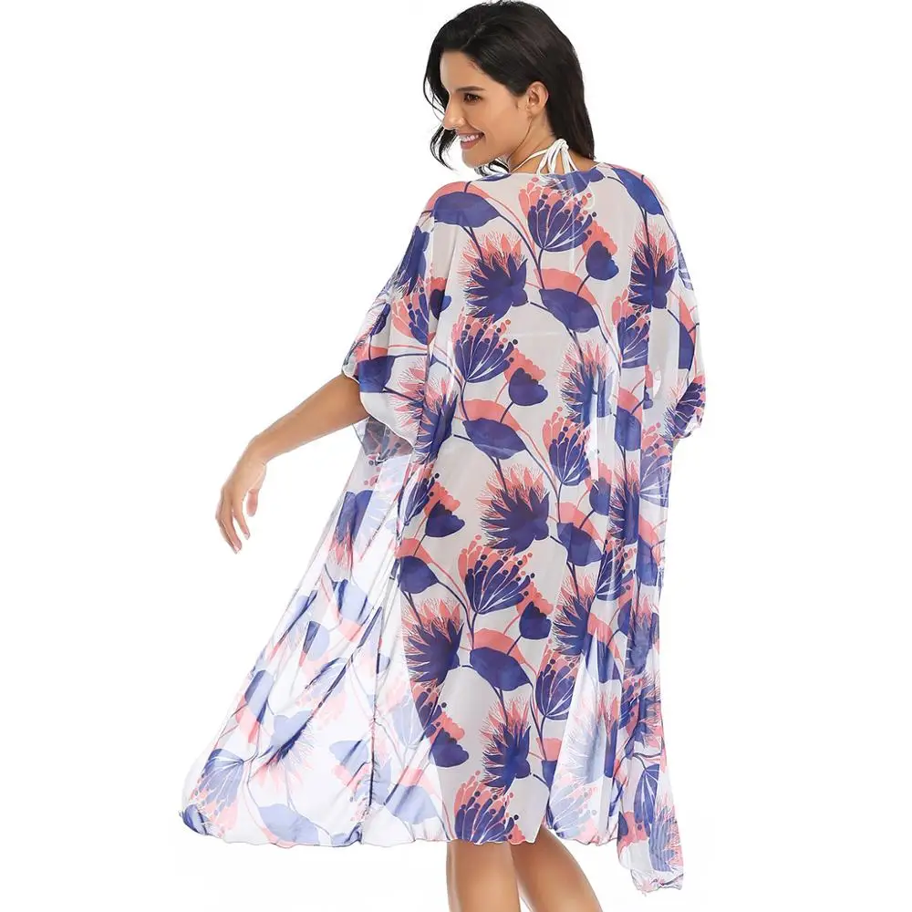 Летнее пляжное платье шифоновый купальник накидка женский бикини пляжные туники