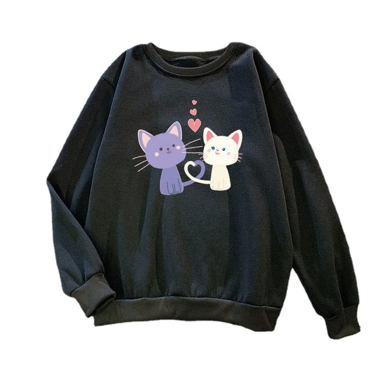 

2021 Spring New Pullover Sweatshirt Korean Style Autumn Cartoon Anime Hoodies Print Coat Fleece-Lined O-Neck Top Clothing