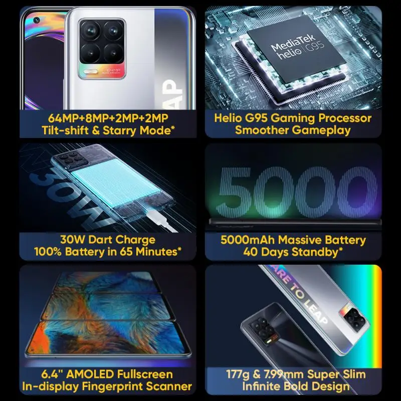 Смартфон Realme 8 на Android 11 восемь ядер экран 6 4 дюйма ГБ + 5000 | Мобильные телефоны и