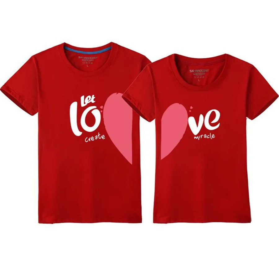 Новые летние Забавные футболки для пар хлопковые с круглым вырезом и принтом