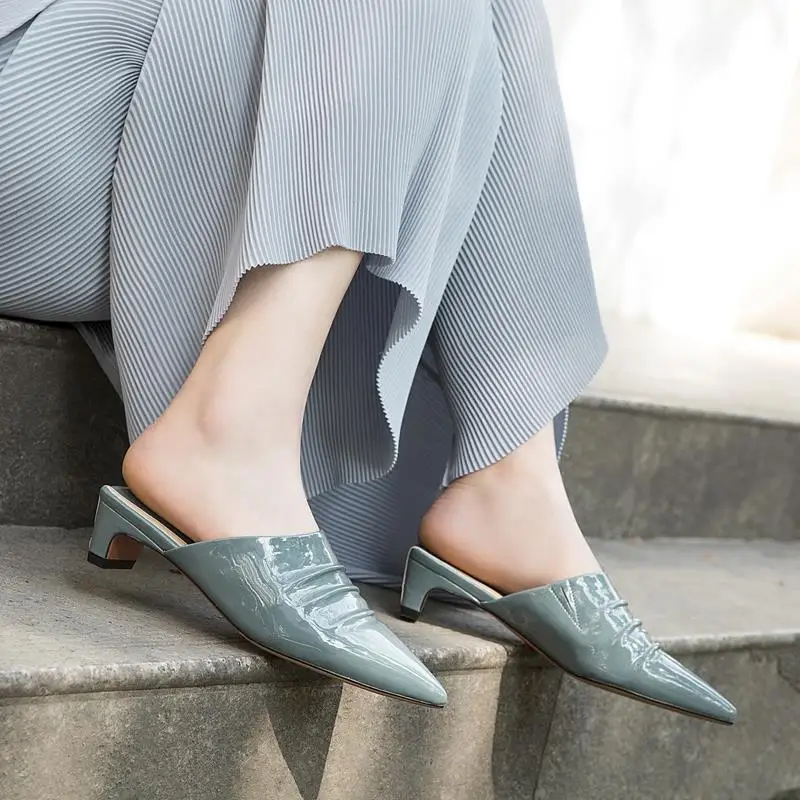 

MORAZORA 2020 New arrival genuine leather shoes woman pointed toe low heel pointed toe slip on women mules fashion shoes ladies