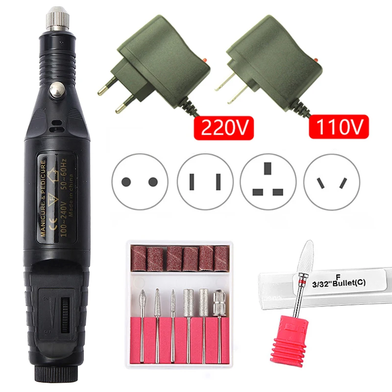 Профессиональный Электрический Маникюрный аппарат 20000 ОБ/мин 1 комплект ручка