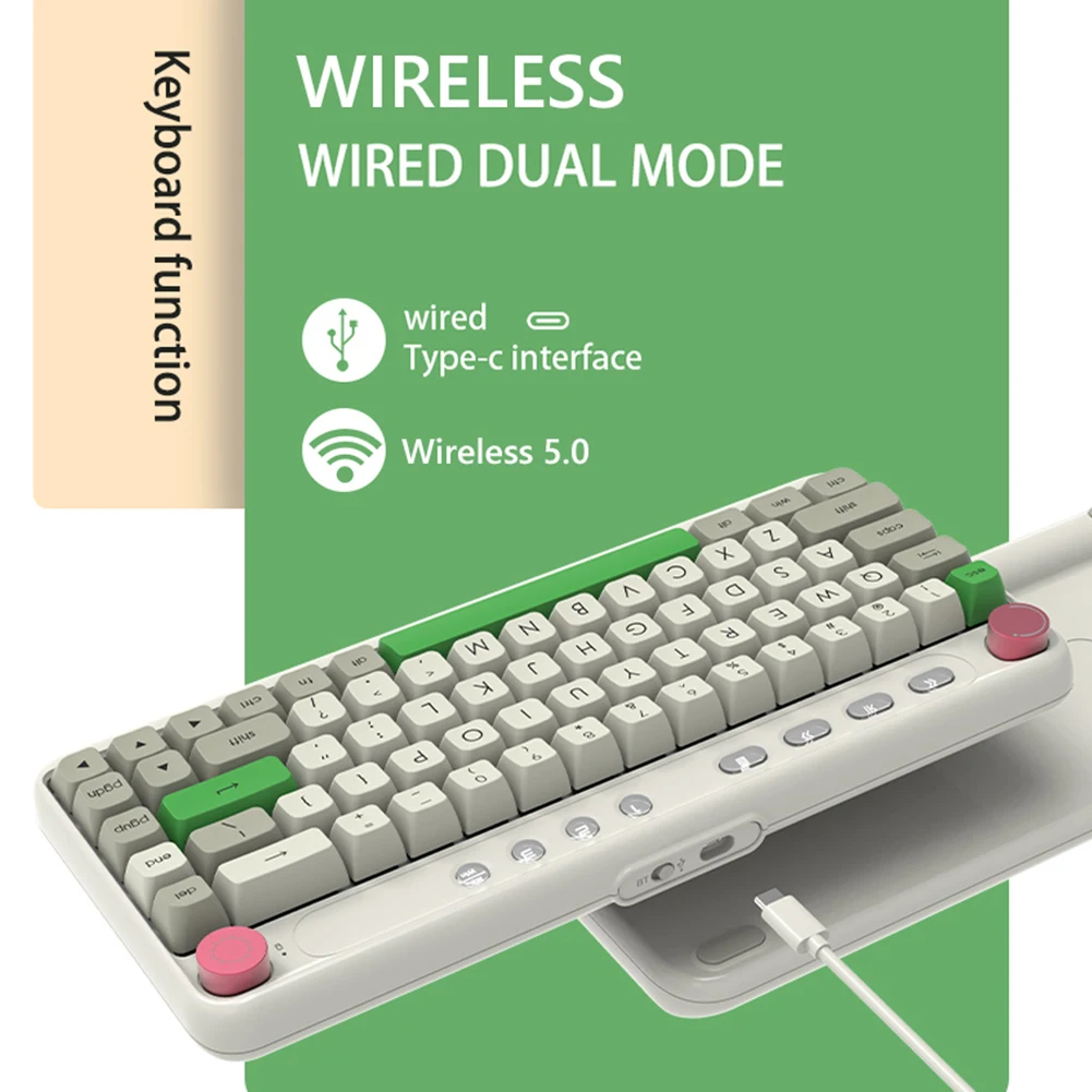 

Ajazz B21 68 Key Bluetooth Wireless/Wired Dual-Mode Retro Mechanical Keyboard Cherry MX Switch PBT closed key CAP