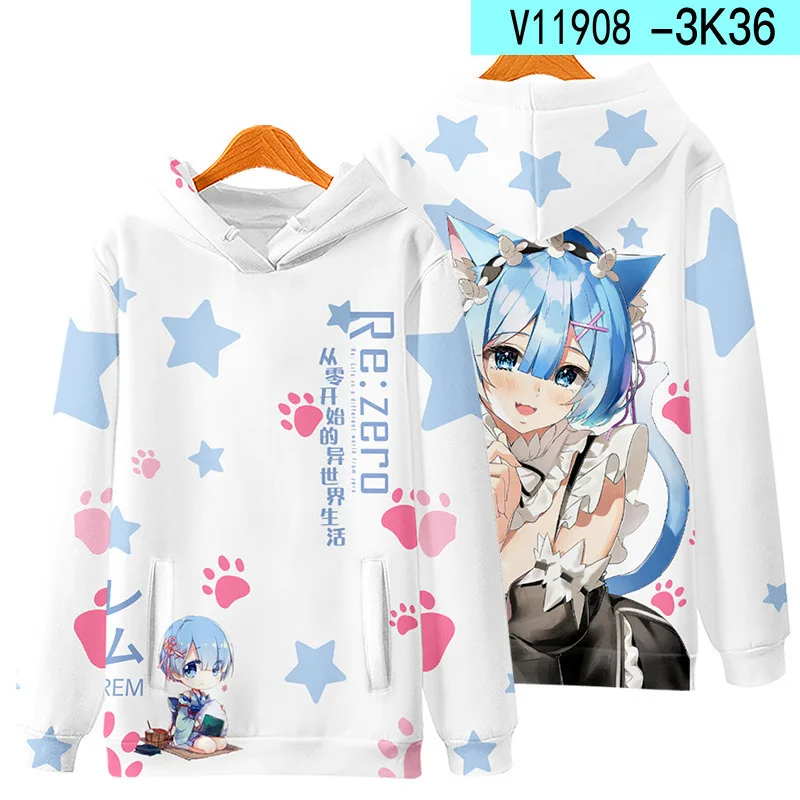 Толстовка для косплея Subaru Re:Zero Natsuki свитшот женщин и мужчин в стиле Харадзюку