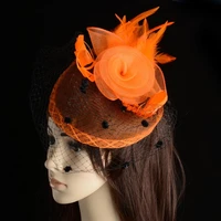 hair accessories elegant lady top net mesh birdcage veil feather fascinator hairpin hat court headwear races tovenaar for women