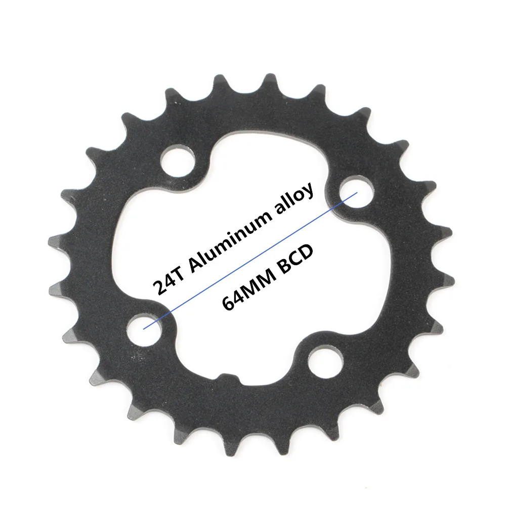24T ALUMINUM Круглая цепь MTB горный велосипед 104BCD 22T 24T 32T 34T 38T 42T 44T шатуны стали алюминиевый сплав зубная пластина запчасти - Цвет: 24T ALUMINUM