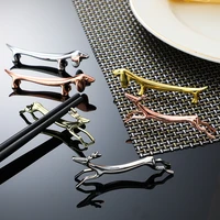 12 pair metal animal chopsticks rack stainless steel chopstick holder set korean chopstick rest kawaii kitchen tableware