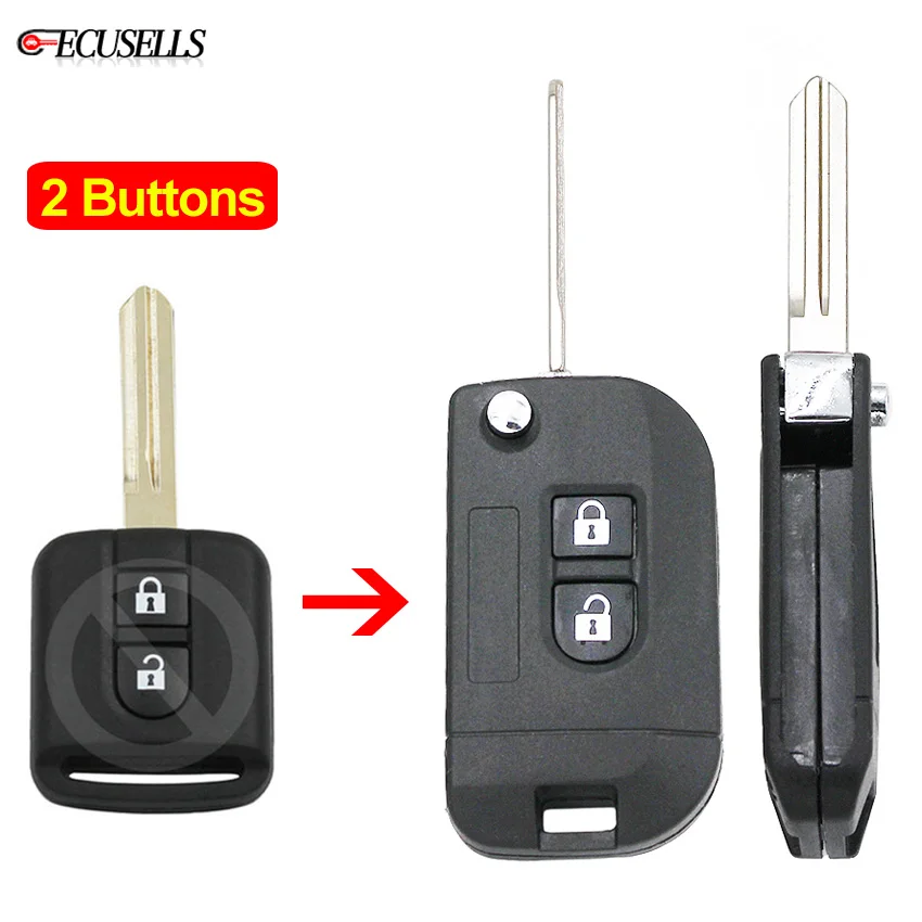 Новый складной чехол для автомобильного ключа с 2 кнопками необработанное лезвие