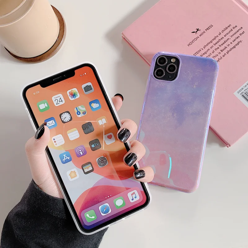 Чехол для телефона Blue-ray Dream Sky iPhone 11 Pro Max XR X XS 7 8 Plus мягкий чехол IMD с блестящей