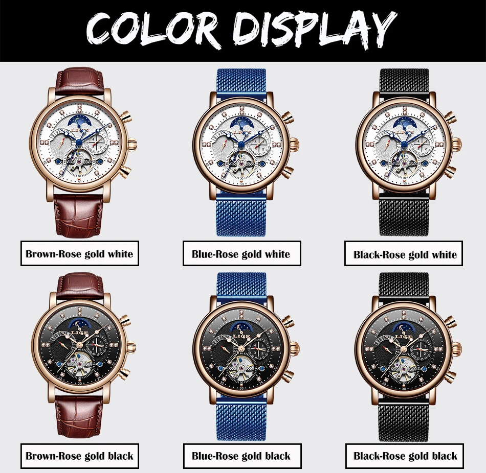 LIGE, подарок, мужские часы, брендовые, Роскошные, модные, Tourbillon, автоматические механические часы, мужские часы из нержавеющей стали, Relogio Masculino
