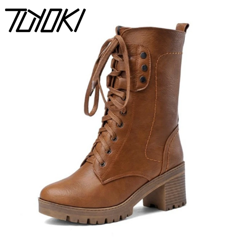 Tuyoki/4 цвета; размеры 34-43; женские полусапожки; сапоги на высоком каблуке; Теплая обувь с перекрестными ремешками; Женская обувь в байкерском стиле