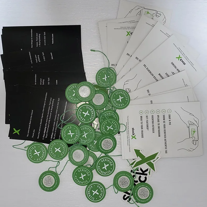 10 компл./лот 2020 2021 StockX бирка зеленого Круговой Тег Rcode в наклейки флаер Пластик