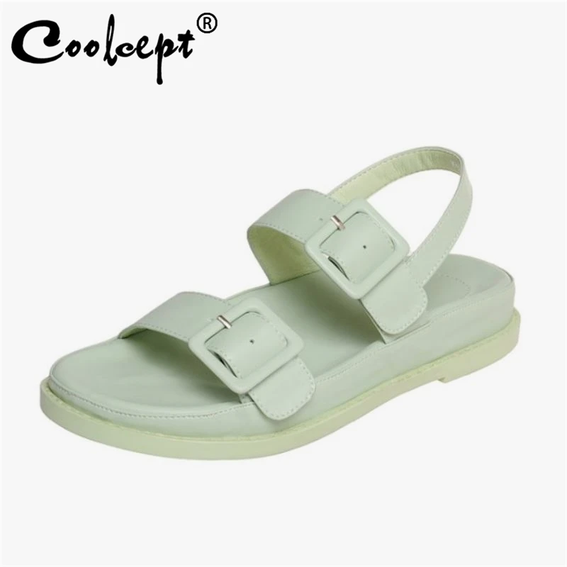 

Женские сандалии-гладиаторы Coolcept, из натуральной кожи, на плоской подошве, с пряжкой и ремешком, повседневные, размеры 34-40, 2021