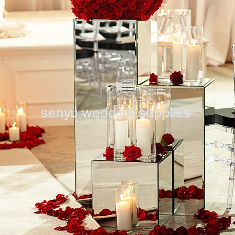 Acrylic Cylinder Pedestals Stand for events square Display Platform White Acrylic Party metal Plinths