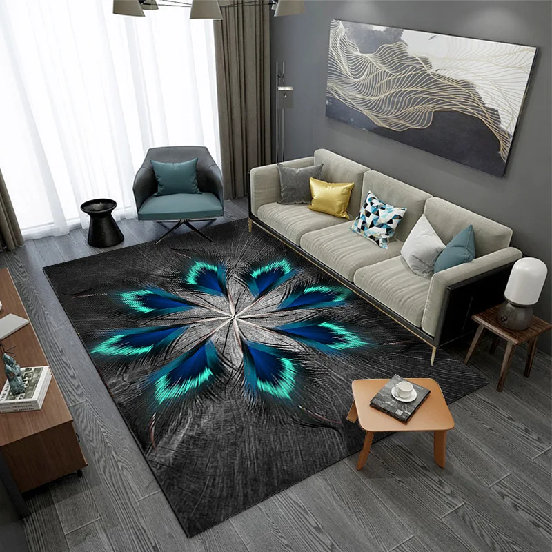 Современные ковры с абстрактным рисунком перьев и 3D принтом для гостиной спальни