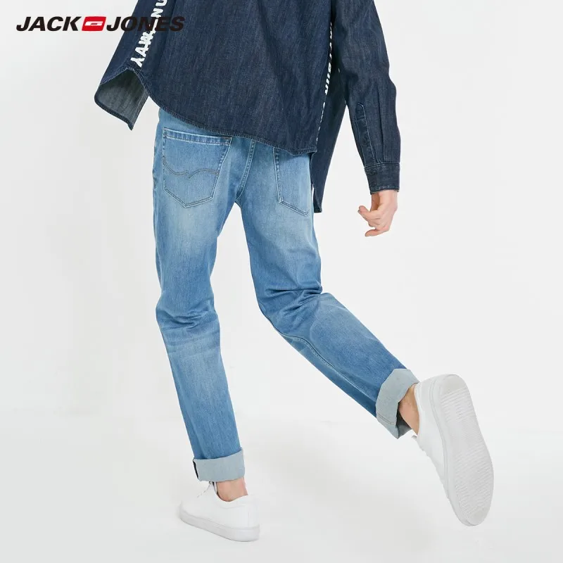 Мужские джинсы из хлопка стрейч с потертостями JackJones | 219132582 Мужская одежда