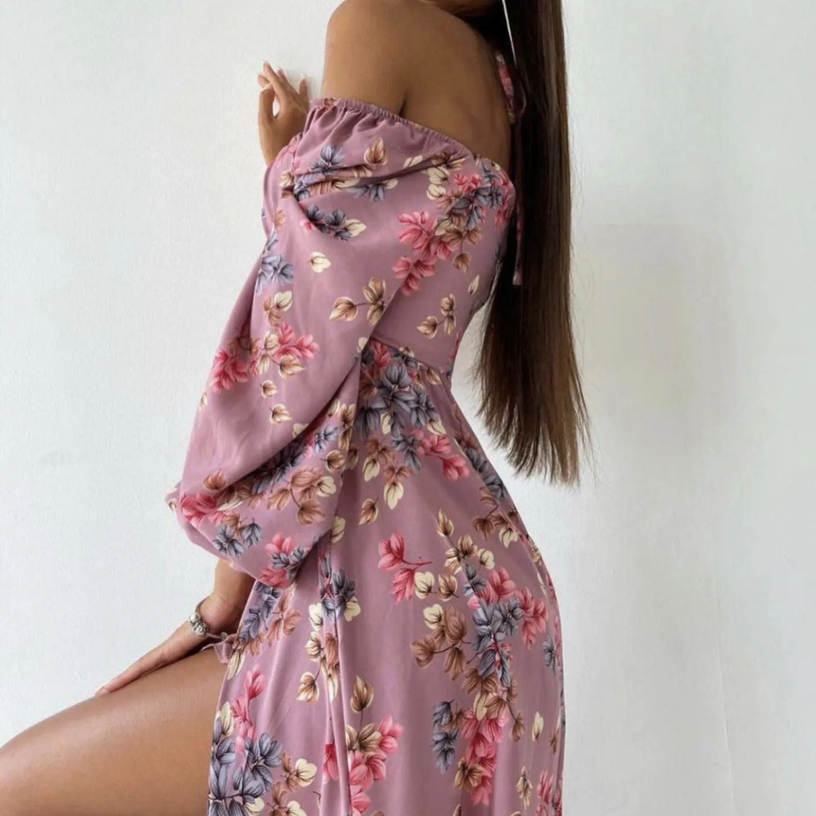 Женское зимнее платье с цветочным принтом Бандажное пляжное на пуговицах
