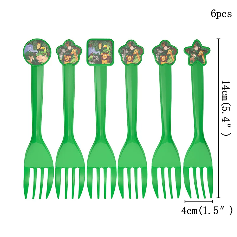 6pcs fork 10 шт. Подарочная сумка для вечеринки в стиле сафари с мультяшным животным для вечеринки в честь Дня Рождения в джунглях, вечерние сувенирные сумки для мальчиков, подарок на день рождения - Цвет: 6pcs fork