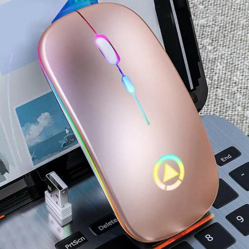 

Ultra-thin LED Colorful Lights Rechargeable Mouse Mini Wireless Mute USB Optical Ergonomic Gaming Mouse Notebook Computer Mouse