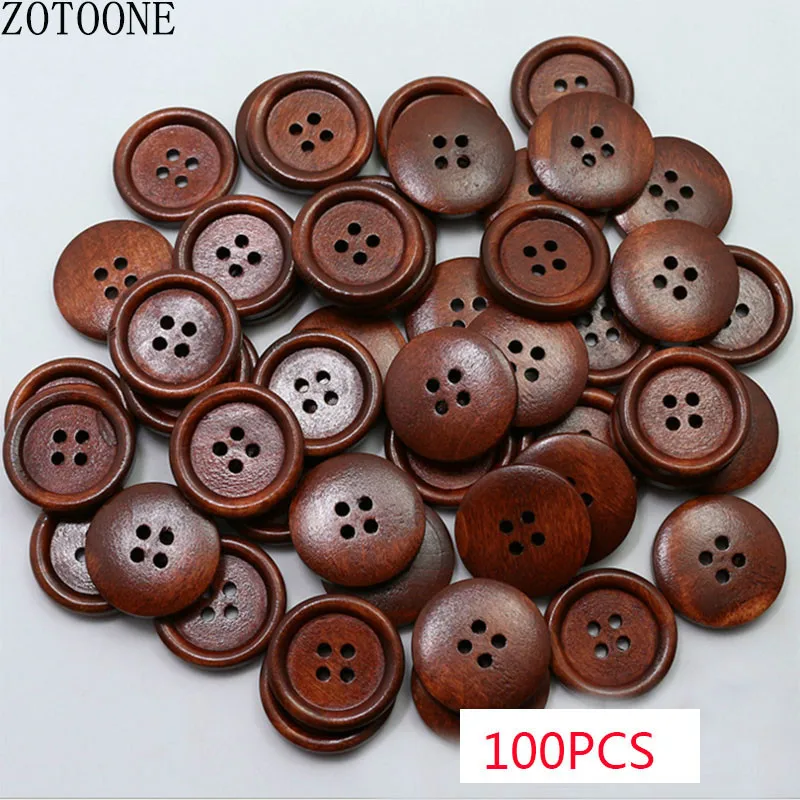 Оптовая продажа деревянные пуговицы ZOTOONE коричневого цвета ручной работы для