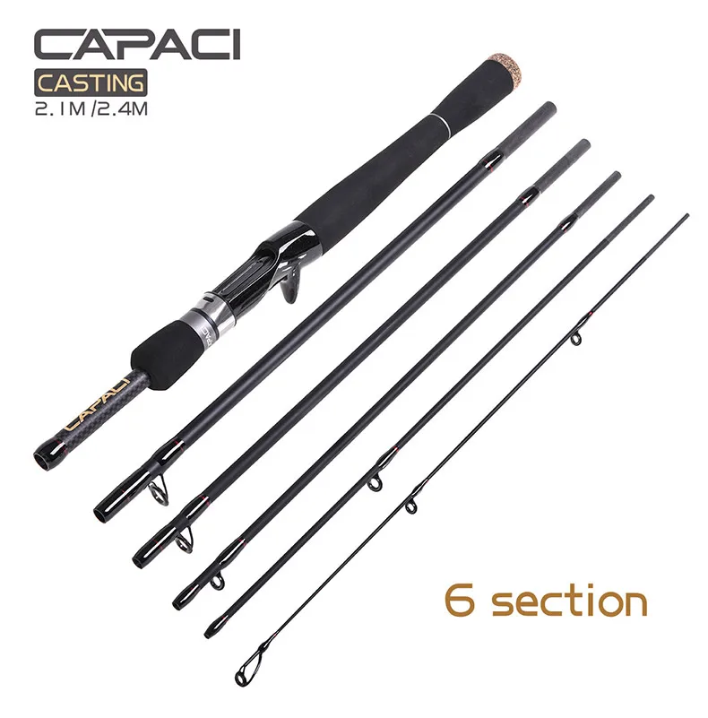New!Carbon Spinning Fishing Rod Superhard Lure Wt:1.8-14g Casting Fishing Rod Portable 6 Section Outdoor Casting Lure Rod